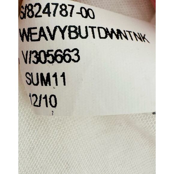 Banana Republic Womens White Ruffle Weavy Button Down Feminine Tank Top Sz Large - Picture 8 of 8